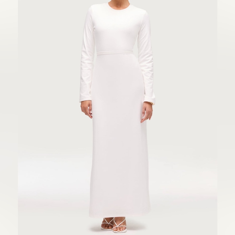 Veiled collection ribbed cotton maxi dress